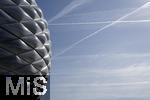 12.04.2025, Fussball 1. Bundesliga 2024/2025, 29. Spieltag,  FC Bayern Mnchen - Borussia Dortmund, in der Allianz-Arena Mnchen.   Allianz-Arena Fassade  