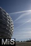 12.04.2025, Fussball 1. Bundesliga 2024/2025, 29. Spieltag,  FC Bayern Mnchen - Borussia Dortmund, in der Allianz-Arena Mnchen.   Allianz-Arena Fassade  