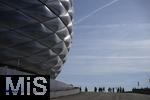 12.04.2025, Fussball 1. Bundesliga 2024/2025, 29. Spieltag,  FC Bayern Mnchen - Borussia Dortmund, in der Allianz-Arena Mnchen.   Allianz-Arena Fassade  