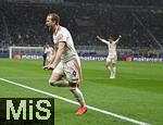16.04.2025,  Fussball UEFA Championsleague 2024/2025: Viertelfinale Rckspiel, Inter Mailand - FC Bayern Mnchen, im Giuseppe Meazza Stadion (Mailand), 
Harry Kane (FC Bayern Mnchen) jubelt.
