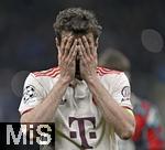 16.04.2025,  Fussball UEFA Championsleague 2024/2025: Viertelfinale Rckspiel, Inter Mailand - FC Bayern Mnchen, im Giuseppe Meazza Stadion (Mailand), Thomas Mller (FC Bayern Mnchen) ist traurig

