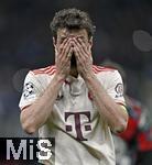 16.04.2025,  Fussball UEFA Championsleague 2024/2025: Viertelfinale Rckspiel, Inter Mailand - FC Bayern Mnchen, im Giuseppe Meazza Stadion (Mailand), Thomas Mller (FC Bayern Mnchen) ist traurig

