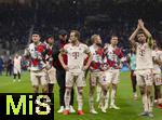 16.04.2025,  Fussball UEFA Championsleague 2024/2025: Viertelfinale Rckspiel, Inter Mailand - FC Bayern Mnchen, im Giuseppe Meazza Stadion (Mailand). Enttuschte Bayern nach dem Ausscheiden,  Min-jae Kim (Bayern Mnchen, Minjae Kim), Trainer Vincent Kompany (FC Bayern Mnchen), Harry Kane (FC Bayern Mnchen), Leon Goretzka (FC Bayern Mnchen), Konrad Laimer (FC Bayern Mnchen),  Thomas Mller (FC Bayern Mnchen) 