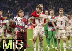 16.04.2025,  Fussball UEFA Championsleague 2024/2025: Viertelfinale Rckspiel, Inter Mailand - FC Bayern Mnchen, im Giuseppe Meazza Stadion (Mailand). Enttuschte Bayern nach dem Ausscheiden,  Konrad Laimer (FC Bayern Mnchen), Thomas Mller (FC Bayern Mnchen), Torwart Manuel Neuer (FC Bayern Mnchen), Leon Klanac (Bayern Mnchen), Joshua Kimmich (FC Bayern Mnchen), Raphael Guerreiro (FC Bayern Mnchen) 