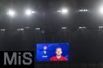 16.04.2025,  Fussball UEFA Championsleague 2024/2025: Viertelfinale Rckspiel, Inter Mailand - FC Bayern Mnchen, im Giuseppe Meazza Stadion (Mailand), Harry Kane (FC Bayern Mnchen) auf der Videoleinwand.