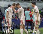 16.04.2025,  Fussball UEFA Championsleague 2024/2025: Viertelfinale Rckspiel, Inter Mailand - FC Bayern Mnchen, im Giuseppe Meazza Stadion (Mailand), Torjubel Harry Kane (li, FC Bayern Mnchen) mit Leon Goretzka (FC Bayern Mnchen), Min-jae Kim (Bayern Mnchen, Minjae Kim) 