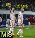 16.04.2025,  Fussball UEFA Championsleague 2024/2025: Viertelfinale Rckspiel, Inter Mailand - FC Bayern Mnchen, im Giuseppe Meazza Stadion (Mailand), Torjubel Harry Kane (li, FC Bayern Mnchen) mit Konrad Laimer (FC Bayern Mnchen) 