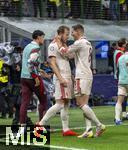 16.04.2025,  Fussball UEFA Championsleague 2024/2025: Viertelfinale Rckspiel, Inter Mailand - FC Bayern Mnchen, im Giuseppe Meazza Stadion (Mailand), Torjubel Harry Kane (li, FC Bayern Mnchen) mit Leon Goretzka (FC Bayern Mnchen), 