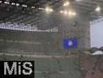 16.04.2025,  Fussball UEFA Championsleague 2024/2025: Viertelfinale Rckspiel, Inter Mailand - FC Bayern Mnchen, im Giuseppe Meazza Stadion (Mailand), Strmender Regen im Stadion vor dem Anpfiff.