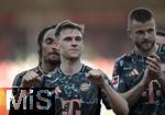 19.04.2025, Fussball 1. Bundesliga 2024/2025, 30. Spieltag, 1.FC Heidenheim - FC Bayern Mnchen, in der Voith-Arena Heidenheim. Joshua Kimmich (FC Bayern Mnchen) jubelt,

