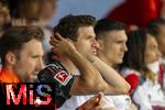 19.04.2025, Fussball 1. Bundesliga 2024/2025, 30. Spieltag, 1.FC Heidenheim - FC Bayern Mnchen, in der Voith-Arena Heidenheim. Thomas Mller (FC Bayern Mnchen) nachdenklich auf der Bank.