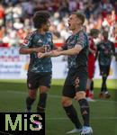 19.04.2025, Fussball 1. Bundesliga 2024/2025, 30. Spieltag, 1.FC Heidenheim - FC Bayern Mnchen, in der Voith-Arena Heidenheim. Torjubel Joshua Kimmich (FC Bayern Mnchen) ohne Kapitnsbinde zum 4:0 Tor.