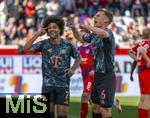19.04.2025, Fussball 1. Bundesliga 2024/2025, 30. Spieltag, 1.FC Heidenheim - FC Bayern Mnchen, in der Voith-Arena Heidenheim. Torjubel Joshua Kimmich (re, FC Bayern Mnchen) mit Serge Gnabry (FC Bayern Mnchen) ohne Kapitnsbinde zum 4:0 Tor.