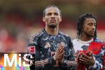 19.04.2025, Fussball 1. Bundesliga 2024/2025, 30. Spieltag, 1.FC Heidenheim - FC Bayern Mnchen, in der Voith-Arena Heidenheim. Schlussjubel, Leroy Sane (Bayern Mnchen) 