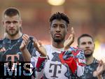 19.04.2025, Fussball 1. Bundesliga 2024/2025, 30. Spieltag, 1.FC Heidenheim - FC Bayern Mnchen, in der Voith-Arena Heidenheim. Schlussjubel, Kingsley Coman (FC Bayern Mnchen) 