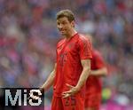 26.04.2025, Fussball 1. Bundesliga 2024/2025, 31. Spieltag,  FC Bayern Mnchen - 1.FSV Mainz 05, in der Allianz-Arena Mnchen. Thomas Mller (FC Bayern Mnchen) freut sich


