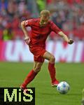 26.04.2025, Fussball 1. Bundesliga 2024/2025, 31. Spieltag,  FC Bayern Mnchen - 1.FSV Mainz 05, in der Allianz-Arena Mnchen. Konrad Laimer (FC Bayern Mnchen) am Ball.


