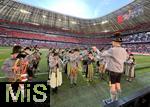 10.05.2025, Fussball 1. Bundesliga 2024/2025, 33. Spieltag, FC Bayern Mnchen - Borussia Mnchengladbach, in der Allianz-Arena Mnchen. ein Blaskapelle spielt in der Arena anlsslich des letzten Heimspiel der Saison und zur Feier des vorzeitigen Gewinns der Deutschen Meisterschaft

