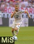 10.05.2025, Fussball 1. Bundesliga 2024/2025, 33. Spieltag,  FC Bayern Mnchen - Borussia Mnchengladbach, in der Allianz-Arena Mnchen. Konrad Laimer (FC Bayern Mnchen) am Ball 
