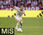 10.05.2025, Fussball 1. Bundesliga 2024/2025, 33. Spieltag,  FC Bayern Mnchen - Borussia Mnchengladbach, in der Allianz-Arena Mnchen. Konrad Laimer (FC Bayern Mnchen) am Ball 