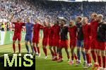 17.05.2025, Fussball 1. Bundesliga 2024/2025, 34. Spieltag,  TSG 1899 Hoffenheim - FC Bayern Mnchen, In der Pre-Zero-Arena Sinsheim. Schlussjubel der Bayern nach dem Spiel. Leon Goretzka (FC Bayern Mnchen), Torwart Manuel Neuer (FC Bayern Mnchen), Josip Stanisic (Bayern Mnchen), Leroy Sane (Bayern Mnchen), Raphael Guerreiro (FC Bayern Mnchen), Michael Olise (FC Bayern Mnchen), Kingsley Coman (FC Bayern Mnchen), Sacha Boey (FC Bayern Mnchen), Torwart Daniel Peretz (FC Bayern Mnchen), Gabriel Vidovic (FC Bayern Mnchen), Harry Kane (FC Bayern Mnchen), Konrad Laimer (FC Bayern Mnchen) 
