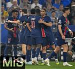 31.05.2025,  Fussball UEFA Championsleague Finale 2025:  Paris St. Germain - Inter Mailand, in der Allianz-Arena Mnchen.   Torjubel v.l.  Desire Doue (FC Paris Saint-Germain) 
  

