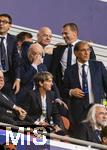 31.05.2025,  Fussball UEFA Championsleague Finale 2025:  Paris St. Germain - Inter Mailand, in der Allianz-Arena Mnchen. li: Gianni Infantino (FIFA-Prsident), UEFA Prsident Aleksander Ceferin im Gesprch.