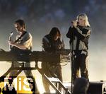 31.05.2025,  Fussball UEFA Championsleague Finale 2025:  Paris St. Germain - Inter Mailand, in der Allianz-Arena Mnchen. Erffnungs-Show mit der US-Band Linkin Park. Sngerin Emily Armstrong (Sngerin), 
