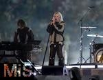 31.05.2025,  Fussball UEFA Championsleague Finale 2025:  Paris St. Germain - Inter Mailand, in der Allianz-Arena Mnchen. Erffnungs-Show mit der US-Band Linkin Park. Sngerin Emily Armstrong 