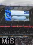 31.05.2025,  Fussball UEFA Championsleague Finale 2025:  Paris St. Germain - Inter Mailand, in der Allianz-Arena Mnchen. Auf der Anzeigetafel wird die Auenansicht des Stadions als Luftbild eingeblendet.