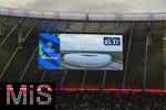 31.05.2025,  Fussball UEFA Championsleague Finale 2025:  Paris St. Germain - Inter Mailand, in der Allianz-Arena Mnchen. Auf der Anzeigetafel wird die Auenansicht des Stadions als Luftbild eingeblendet.