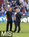 31.05.2025,  Fussball UEFA Championsleague Finale 2025:  Paris St. Germain - Inter Mailand, in der Allianz-Arena Mnchen.  Vor dem Spiel, li: Trainer Luis Enrique (FC Paris Saint-Germain), re: Funktionr Luis Campos (Paris St. Germain) 