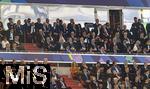 31.05.2025,  Fussball UEFA Championsleague Finale 2025:  Paris St. Germain - Inter Mailand, in der Allianz-Arena Mnchen.  Ehrentribne, mit Gianni Infantino (li oben, FIFA-Prsident),  Ignazio La Russa (Italien), Geschftsfhrer Hans-Joachim Watzke (Borussia Dortmund), Bayerischer Ministerprsident Markus Sder (CDU, Deutschland), UEFA Prsident Aleksander Ceferin, Prsident Nasser Al-Khelaifi (Paris St. Germain), Thomas Bach, etc,  