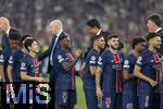 31.05.2025,  Fussball UEFA Championsleague Finale 2025:  Paris St. Germain - Inter Mailand, in der Allianz-Arena Mnchen. Siegerehrung des Championsleague-Siegers Paris St. Germain, Zur Gratulation haben sich eingefunden, v.re: Theodore Theodoridis (UEFA-Generalsekretr), Nasser Al-Khelaifi (Prsident Paris St. germain, UEFA-ExCo-Mitglied), Guiseppe Marotta (Prsident Inter Mailand), DFB Prsident Bernd Neuendorf (Deutschland), Kang-in Lee (FC Paris Saint-Germain), Nuno Mendes (FC Paris Saint-Germain), Achraf Hakimi (FC Paris Saint-Germain), Lucas Beraldo (FC Paris Saint-Germain), Ibrahim Mbaye (FC Paris Saint-Germain), 
