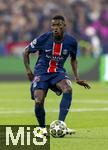 31.05.2025,  Fussball UEFA Championsleague Finale 2025:  Paris St. Germain - Inter Mailand, in der Allianz-Arena Mnchen.  Nuno Mendes (FC Paris Saint-Germain) am Ball 