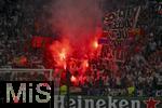 31.05.2025,  Fussball UEFA Championsleague Finale 2025:  Paris St. Germain - Inter Mailand, in der Allianz-Arena Mnchen.  Pyros im Block der Paris-Fans.