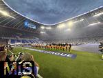 31.05.2025,  Fussball UEFA Championsleague Finale 2025:  Paris St. Germain - Inter Mailand, in der Allianz-Arena Mnchen. Aufstellung der Spieler vor dem Spiel