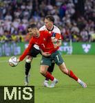 04.06.2025, Fussball UEFA Nations League 2024/25,  Halbfinale, Deutschland - Portugal, in der Allianz-Arena Mnchen. Robin Koch (Deutschland) gegen Cristiano Ronaldo (Portugal) 