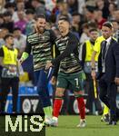 04.06.2025, Fussball UEFA Nations League 2024/25,  Halbfinale, Deutschland - Portugal, in der Allianz-Arena Mnchen. v.li: Torwart Jose Sa (Portugal) und Cristiano Ronaldo (Portugal) lachend nach dem Spiel.