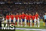 05.06.2025, Fussball UEFA Nations League 2024/25,  Halbfinale, Spanien - Frankreich, in der MHP-Arena Stuttgart,  Mannschaft Spanien, Aufstellung zur Hymne, mit Torwart Simon Unai (Spanien), Pedro Porro (Spanien), Robin Le Normand (Spanien), Mikel Merino (Spanien), Nico Williams (Spanien), Dean Huijsen (Spanien), Dean Huijsen (Spanien), Martin Zubimendi (Spanien), Lamine Yamal (Spanien), Pedri (Spanien), Mikel Oyarzabal (Spanien), Marc Cucurella (Spanien) 