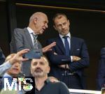 05.06.2025, Fussball UEFA Nations League 2024/25,  Halbfinale, Spanien - Frankreich, in der MHP-Arena Stuttgart,  Auf der Ehrentribne, li: DFB Prsident Bernd Neuendorf (Deutschland), re: UEFA Prsident Aleksander Ceferin 