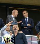 05.06.2025, Fussball UEFA Nations League 2024/25,  Halbfinale, Spanien - Frankreich, in der MHP-Arena Stuttgart,  Auf der Ehrentribne, li: DFB Prsident Bernd Neuendorf (Deutschland), re: UEFA Prsident Aleksander Ceferin 