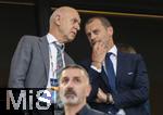 05.06.2025, Fussball UEFA Nations League 2024/25,  Halbfinale, Spanien - Frankreich, in der MHP-Arena Stuttgart,  Auf der Ehrentribne, li: DFB Prsident Bernd Neuendorf (Deutschland), re: UEFA Prsident Aleksander Ceferin im Gesprch