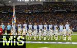 05.06.2025, Fussball UEFA Nations League 2024/25,  Halbfinale, Spanien - Frankreich, in der MHP-Arena Stuttgart,  Aufstellung zur Hymne, mit Torwart Mike Maignan (Frankreich), Clement Lenglet (Frankreich), Ousmane Dembele (Frankreich), Kylian Mbappe (Frankreich), Michael Olise (Frankreich), Manu Kone (Frankreich), Adrien Rabiot (Frankreich), Ibrahima Konate (Frankreich), Pierre Kalulu (Frankreich), Theo Hernandez (Frankreich), Desire Doue (Frankreich)   