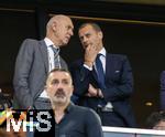 05.06.2025, Fussball UEFA Nations League 2024/25,  Halbfinale, Spanien - Frankreich, in der MHP-Arena Stuttgart,  Auf der Ehrentribne, li: DFB Prsident Bernd Neuendorf (Deutschland), re: UEFA Prsident Aleksander Ceferin 