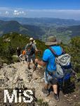 21.06.2025, Wandern im Allgu bei Oberjoch, Urlauber wandern am Berg Iseler,  Er ist der Hausberg von Oberjoch und Bad Hindelang. (Modelreleased) 