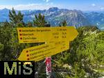 21.06.2025, Wandern im Allgu bei Oberjoch, Wegweiser am Gipfel des Berg Iseler,  Er ist der Hausberg von Oberjoch und Bad Hindelang. Hhe ber NN 1876 Meter. 