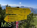 21.06.2025, Wandern im Allgu bei Oberjoch, Wegweiser am Gipfel des Berg Iseler,  Er ist der Hausberg von Oberjoch und Bad Hindelang. Hhe ber NN 1876 Meter. 