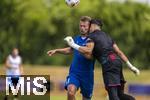 05.07.2025, Fussball 2. Bundesliga 2025/2026, 1.FC Magdeburg im Sommertrainingslager in Bad Wrishofen im Unterallgu,  Alexander Ahl-Holmstrm (li, 1. FC Magdeburg) bei einem Zusammenprall mit Torwart Robert Kampa (re, 1. FC Magdeburg) 