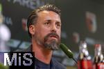 07.07.2025, Fussball 1. Bundesliga 2025/2026, Trainingsauftakt FC Augsburg, Pressekonferenz in der WWK-Arena Augsburg, Vorstellung von Trainer Sandro Wagner (FC Augsburg). 
 

